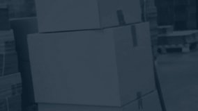 Warehouse sparkles spawning scanning HUD expanding rings linking silhouette nodes. Technology, logistics, data, connectivity, digital, industrial, network - Powered by Shutterstock - Get 15% off with code: PIKWIZARD15