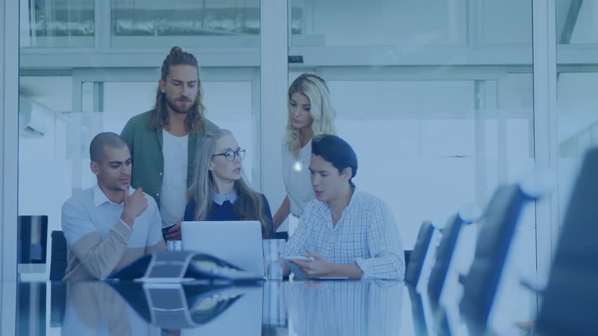 Team meeting at laptop using smartphone causing target icon evolving into secure e-commerce network. Collaboration, technology, innovation, digital, communication, modernity, connectivity - Powered by Shutterstock - Get 15% off with code: PIKWIZARD15