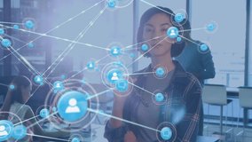 Colleague stepping forward and touching glowing user icon for expanding network in tech meeting. Technology, innovation, collaboration, futurism, digital, connectivity, workplace - Powered by Shutterstock - Get 15% off with code: PIKWIZARD15