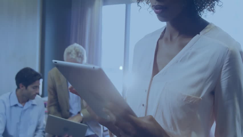 Woman tapping tablet and activating glowing shopping cart network for visualizing commerce data. Collaboration, analytics, digital, technology, productivity, innovation, corporate - Powered by Shutterstock - Get 15% off with code: PIKWIZARD15