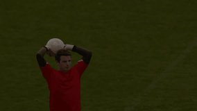 Soccer player launching throw-in while animated candlestick chart climbs showing finance trend. Athlete, sports, dynamics, digital, analytics, performance, outdoor - Powered by Shutterstock - Get 15% off with code: PIKWIZARD15