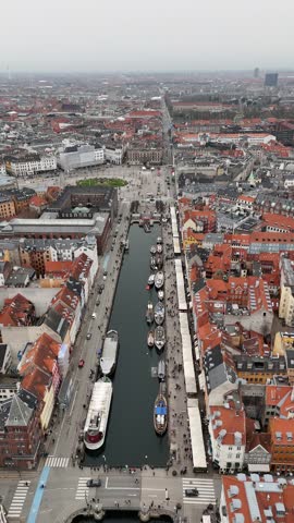Urban aerial video over Copenhagen Denmark
