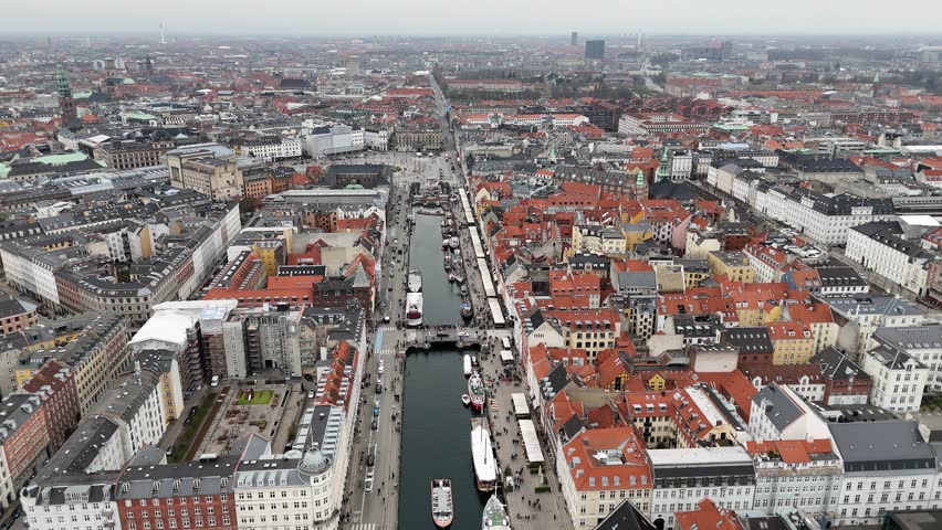 Urban aerial video over Copenhagen Denmark