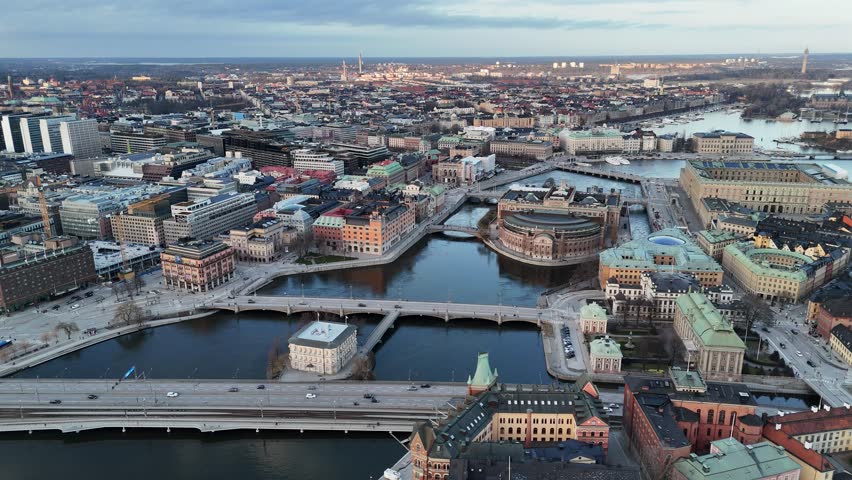 Urban aerial video over Copenhagen Denmark
