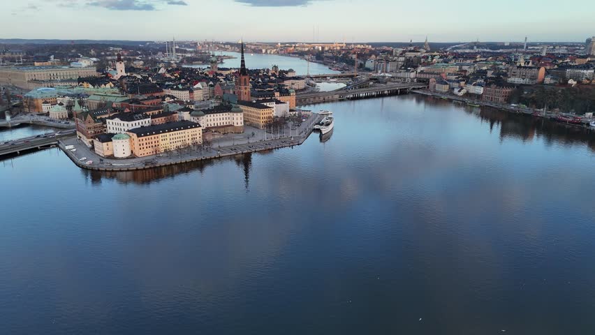 Urban aerial video over Copenhagen Denmark