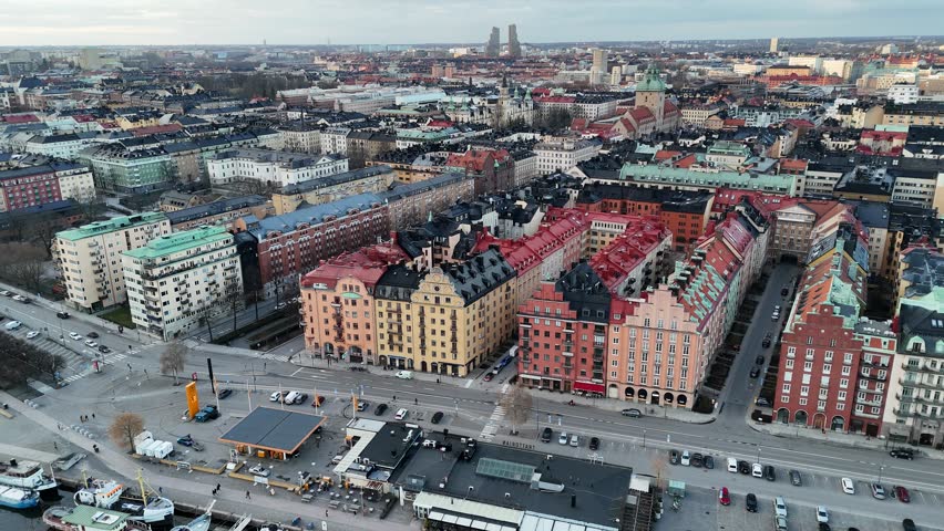 Urban aerial video over Copenhagen Denmark