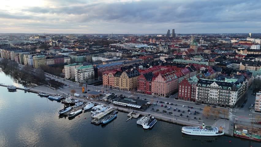 Urban aerial video over Copenhagen Denmark