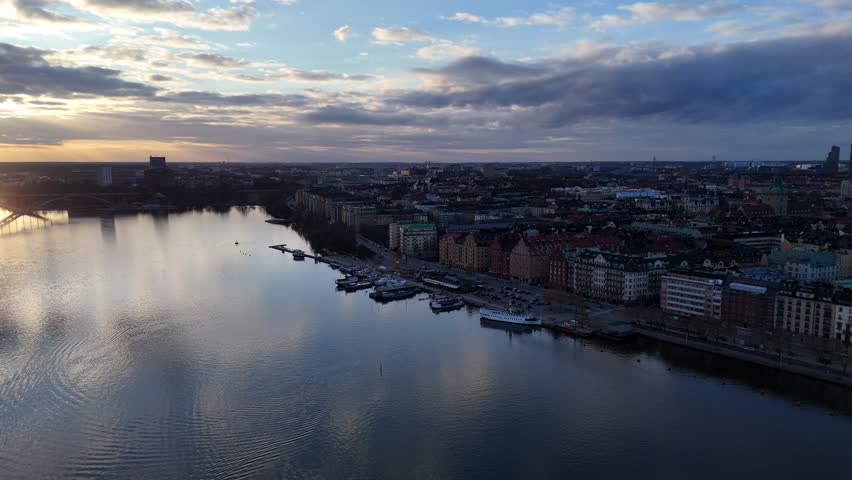 Urban aerial video over Copenhagen Denmark