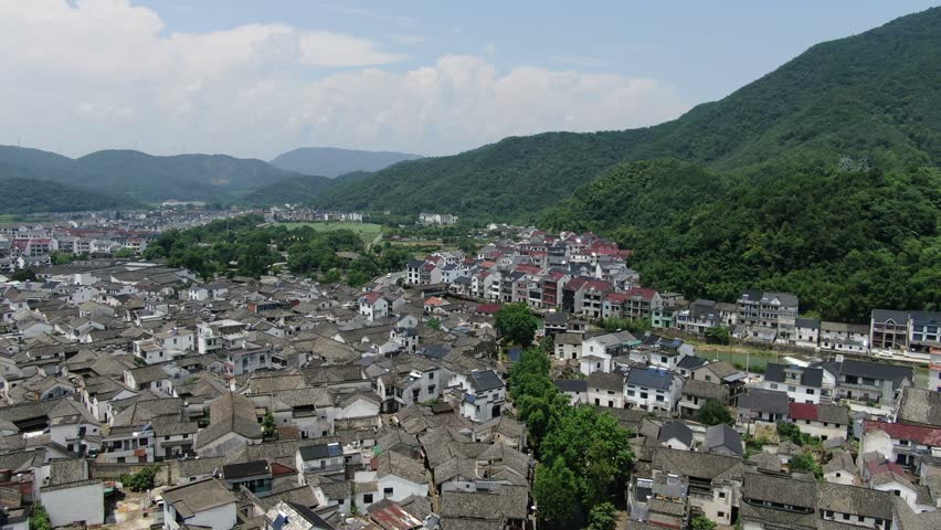 aerial view of Longmen old town in Hangzhou city Zhejiang province China