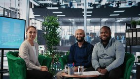 Group of diverse business partners meeting for a new contract negotiation, working together for a global development. Associates analyzing insights and annual reports in a briefing. Camera A. - Powered by Shutterstock - Get 15% off with code: PIKWIZARD15