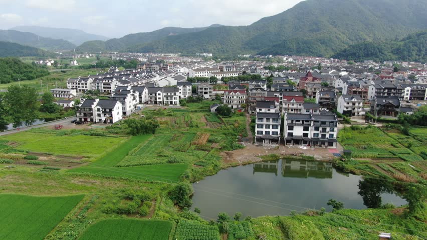 aerial view of Longmen old town in Hangzhou city Zhejiang province China