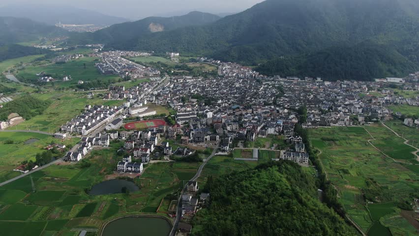 aerial view of Longmen old town in Hangzhou city Zhejiang province China