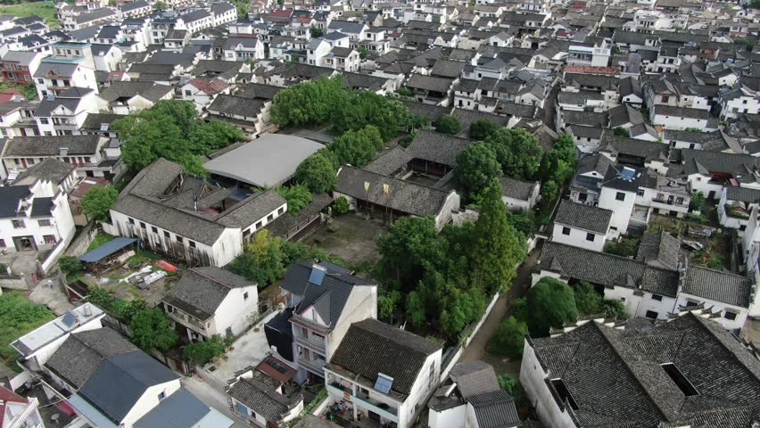 aerial view of Longmen old town in Hangzhou city Zhejiang province China