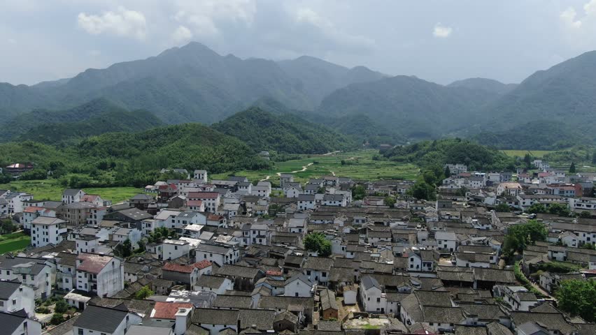 aerial view of Longmen old town in Hangzhou city Zhejiang province China