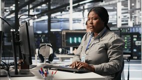 Data center computer scientist using PC to monitor artificial intelligence visualization. Server farm IT professional overseeing rigs powering machine learning processes, camera A - Powered by Shutterstock - Get 15% off with code: PIKWIZARD15