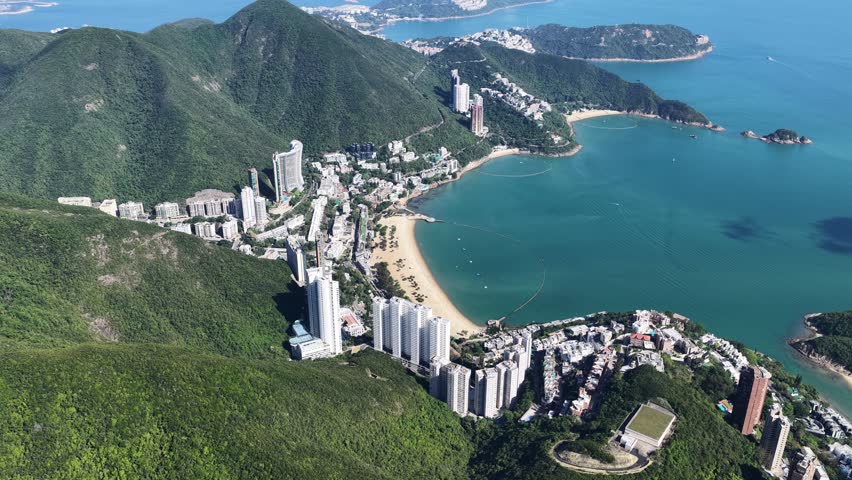 Skyview in Repulse Bay Hong Kong features a golden beach, clear waters with luxury villas and exclusive residences,an iconic destination for tourism, upscale living and water activities