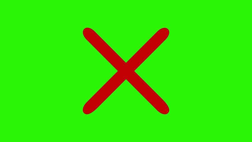 Animation of a false, wrong, or X mark symbol appearing on green screen background. Ideal for error messages, alerts, or incorrect UI feedback in videos or apps.
