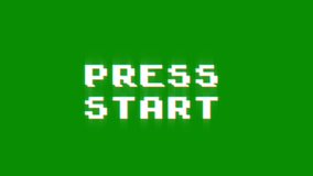 press start 8-bit pixel text animation with dynamic glitch distortion effect. dynamic motion video game black green screen. press started starting - Powered by Shutterstock - Get 15% off with code: PIKWIZARD15