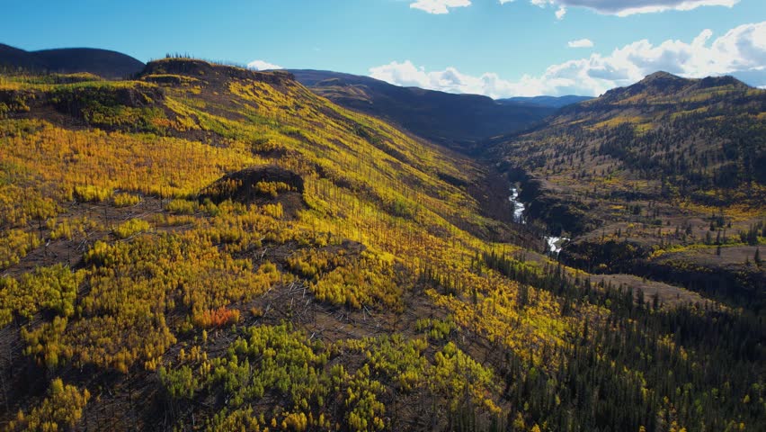 Drone Shot of Picturesque Landscape of Colorado USA on Sunny Autumn Day Outside South Fork