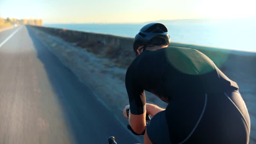 Cycling Sport Workout.Triathlete Cyclist On Bicycle.Cyclist Sport Recreation Fitness Triathlon Bike.Fit Athlete Workout Training Cycling Triathlon Competition. Sports Recreation Cycling Transportation
