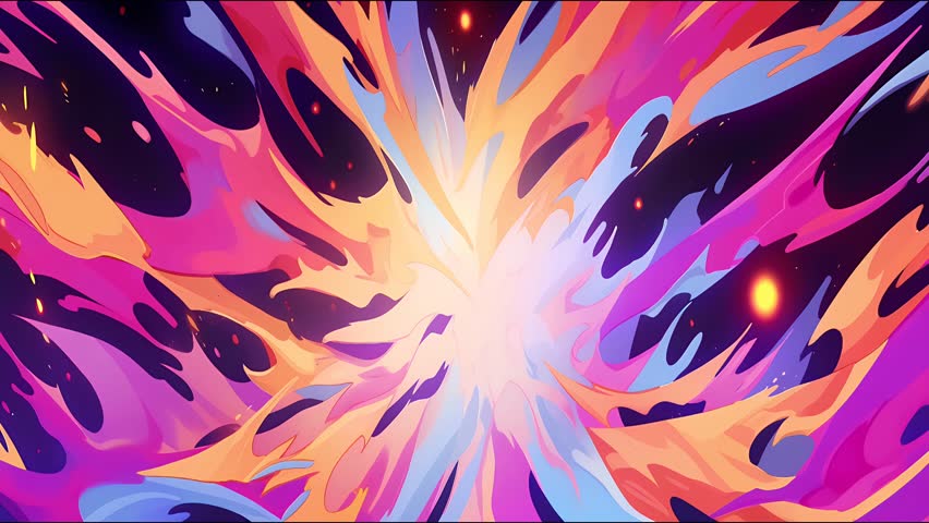 Seamless animated VFX inspired by anime and retro comics. 2D hand-drawn effects with neon glows, energy bursts, and visual overlays for motion design