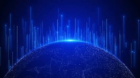 Futuristic sphere made points lines. Network connection structure. Big data visualization. globe network connections glowing spots over dark background. Global , computing and data processing concept - Powered by Shutterstock - Get 15% off with code: PIKWIZARD15