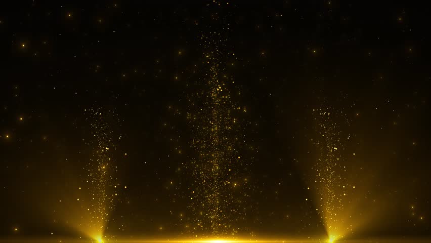 4K Explosion of Golden Bokeh lights. Holiday motion background. Glowing particle abstract. Beautiful luxury Golden light sparkling particles explosion award ceremony event. Digital Modern background