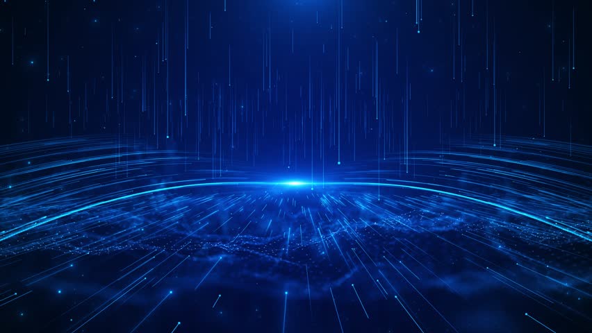 Futuristic Cyber Big Data Flow Particles Digital data flow data science Artificial Intelligence Background. Technology Lines Wireless Data High Speed Trails Information Flow Virtual Reality Cyberspace