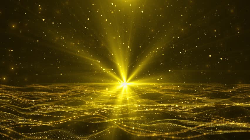 Sparkling Golden glittering snowflakes particles bokeh lights falling shiny background. Christmas New Year festive confetti Glitter sparkle stars celebrate 3D 4K Glitter sparkle stars celebrate 3D