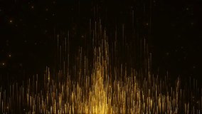 Golden curtain particles rising and shining bokeh lights floating. awards ceremony, party celebrations. particles wave stage screen background. event awards trailer titles cinematic concert stage loop - Powered by Shutterstock - Get 15% off with code: PIKWIZARD15