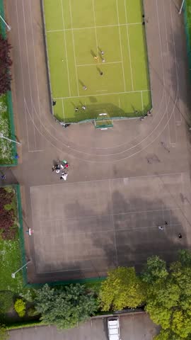 Portrait Top-Down View of Royal Victoria Gardens, London. Sports, Trees, Urban Scene