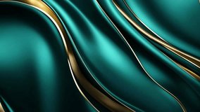 an elegant abstract background with a rich and deep teal gradient, blending harmoniously with shimmering gold lines. The soft and wavy satin texture gives this visual a luxurious and dynamic feel. - Powered by Shutterstock - Get 15% off with code: PIKWIZARD15