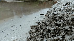 A puddle of water that forms small waves after being passed by a motorbike driver. - Powered by Shutterstock - Get 15% off with code: PIKWIZARD15