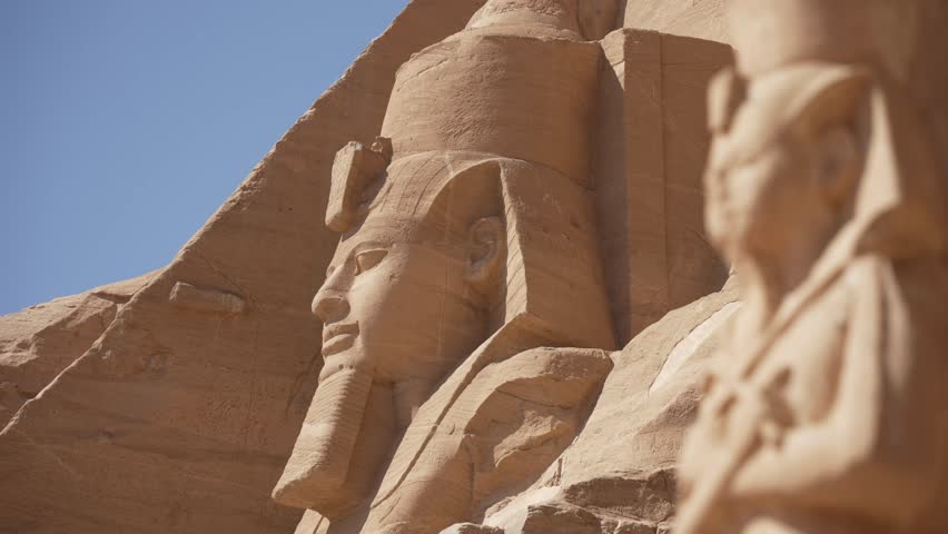 View of the Great Temple Of Ramesses Il at Abu Simbel on a sunny day, Abu Simbel, Egypt, North Africa, Africa