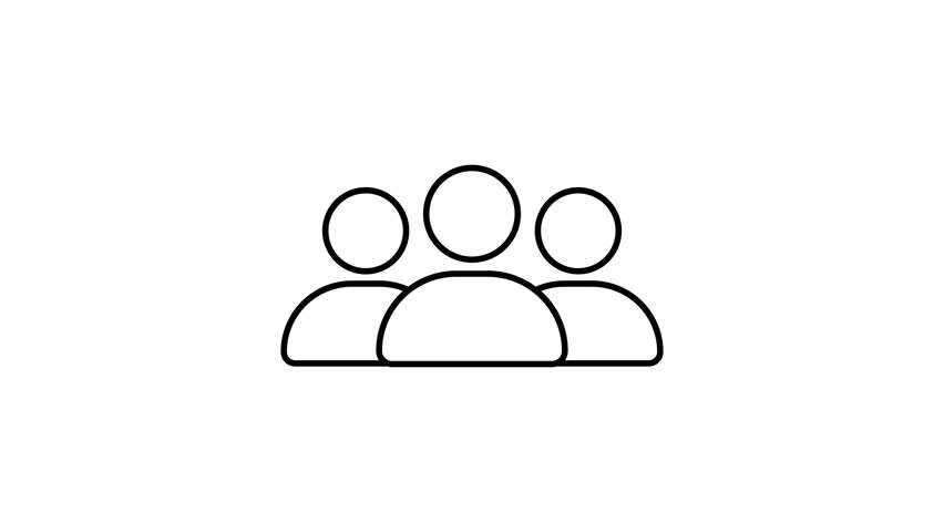 Group of people line icon animation on a white background