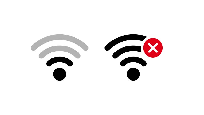 No wifi signal icon animation on a white background