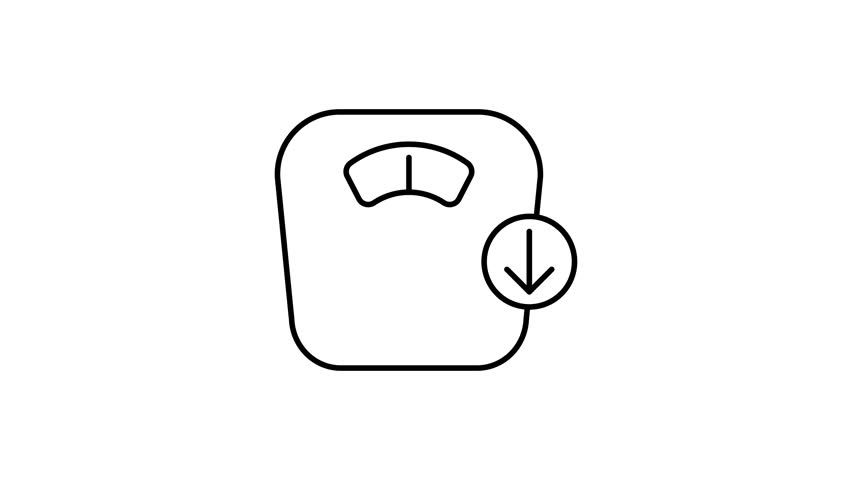 Weight loss line icon animation on a white background