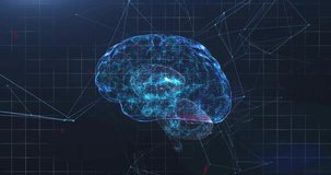 Upon emerging glowing 3D brain rotating via side and front view pulsing networks to visualize data. Futuristic, neuroscience, virtualreality, technology, innovation, data visualization, digitalart - Powered by Shutterstock - Get 15% off with code: PIKWIZARD15
