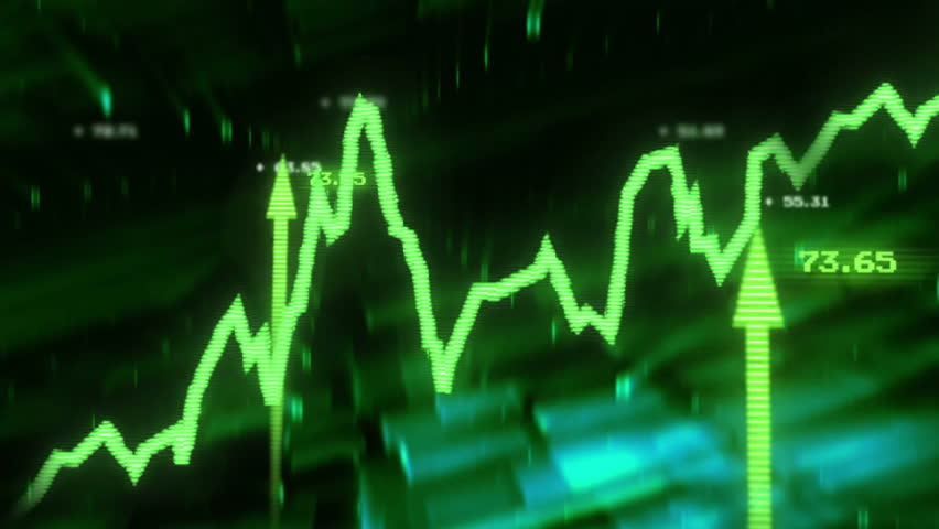 On data update, neon green stock chart rising and oscillating over dark grid, showing market surge. Technology, finance, analytics, digital, futuristic, investment, data visualization