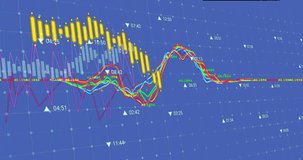 Rising yellow candlesticks initiating colored lines undulating illustrating market volatility. Financial analytics, data visualization, market trends, technical analysis, digital dashboard, stock - Powered by Shutterstock - Get 15% off with code: PIKWIZARD15