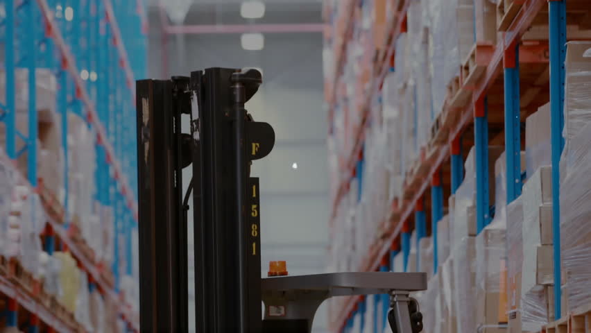 Warehouse inspector scanning high racks at forklift and initiating data overlay mapping stock flow. Logistics, inventory, technology, industrial, automation, supply chain, analysis - Powered by Shutterstock - Get 15% off with code: PIKWIZARD15