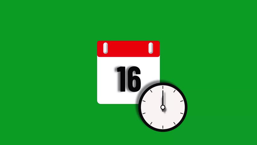 October month 16 date calendar icon animation. Analog calendar design concept animation 4k video.