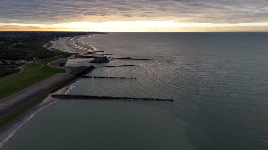 Coastline Beauty of the Netherlands with Ships and Yachts at Dusk