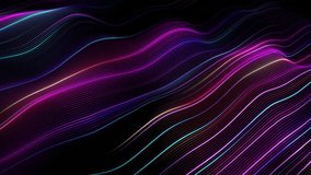 Flowing 3D digital sound waves or data transfer process. Abstract concept of big data analysis, artificial intelligence (AI) and machine learning. Visualization of soundwaves equalizer 4K looped video - Powered by Shutterstock - Get 15% off with code: PIKWIZARD15