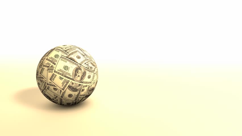 Money and snowball effect concept animation, with matte.