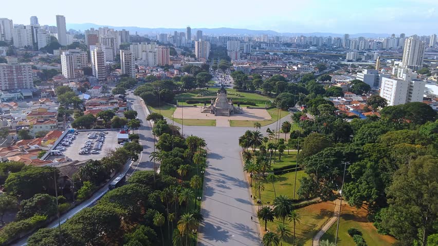 Aerial view from Sao Paulo with large park, Brazil.