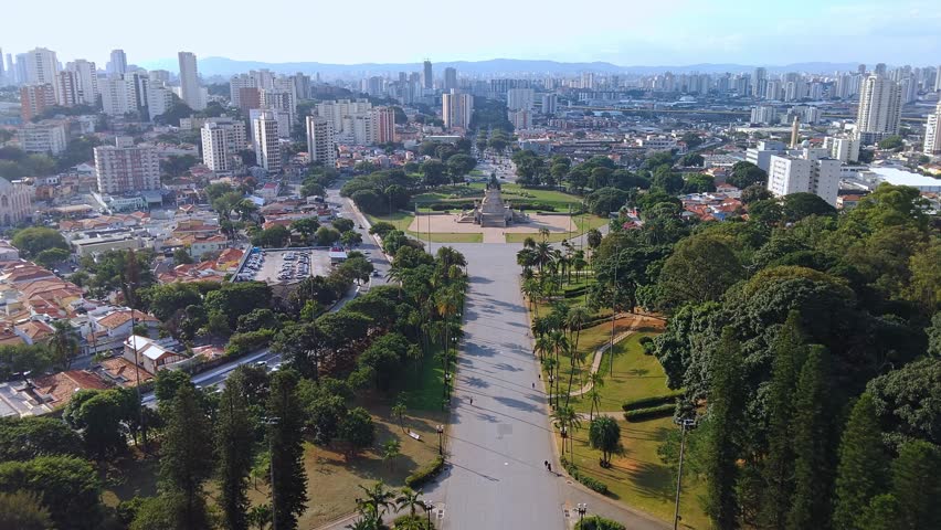 Panoramic view from Sao Paulo with large park, Brazil.