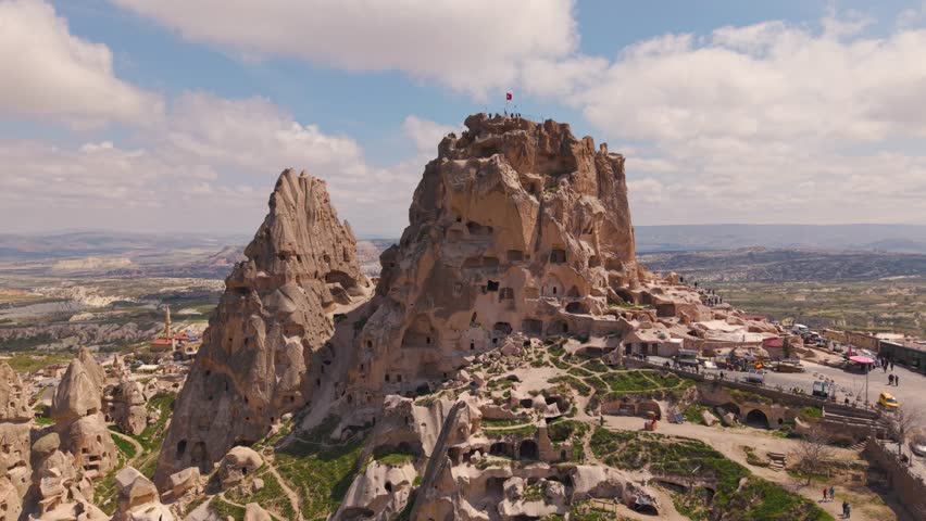 Aerial view of Uchisar Castle in Cappadocia