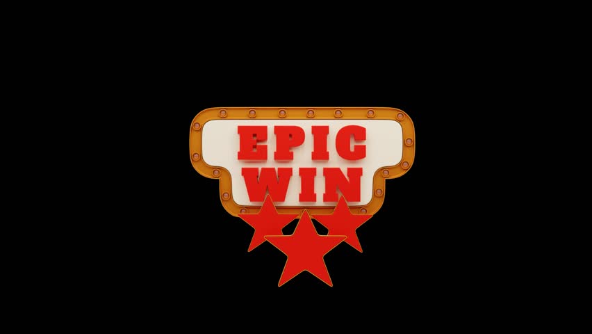 Epic Win Text with Playing Card Symbols Transparent Background