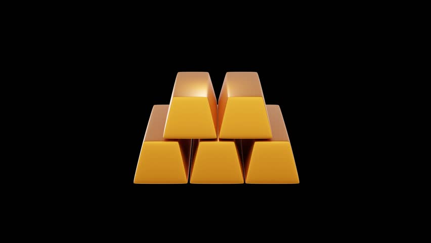 Rotating Gold Bar Animation with Transparent Background